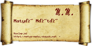Matyé Máté névjegykártya